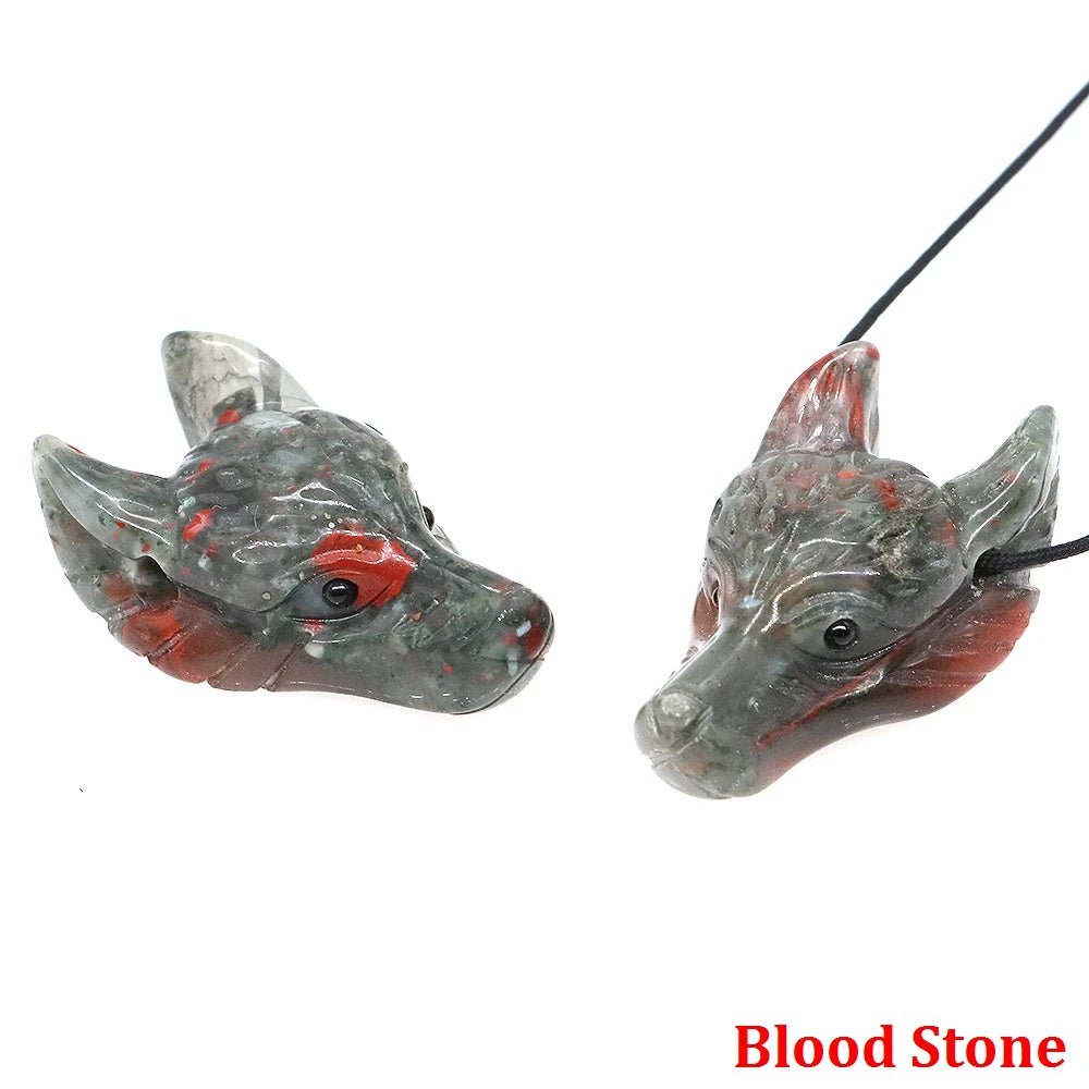 1.5" Wolf Head Natural Stone Pendants (1-5-10 lots) - Cosmic Serenity Shop