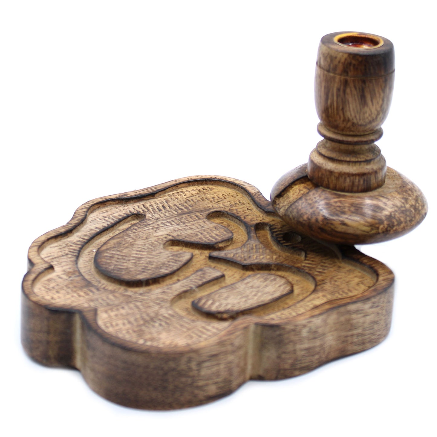 Mango Wood Backflow Incense Burner - Ohm - Cosmic Serenity Shop