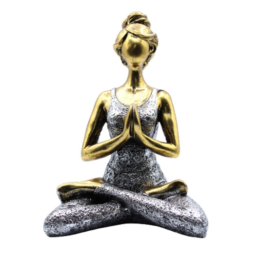 Yoga Lady Figure - Bronze & Silver - Cosmic Serenity Shop