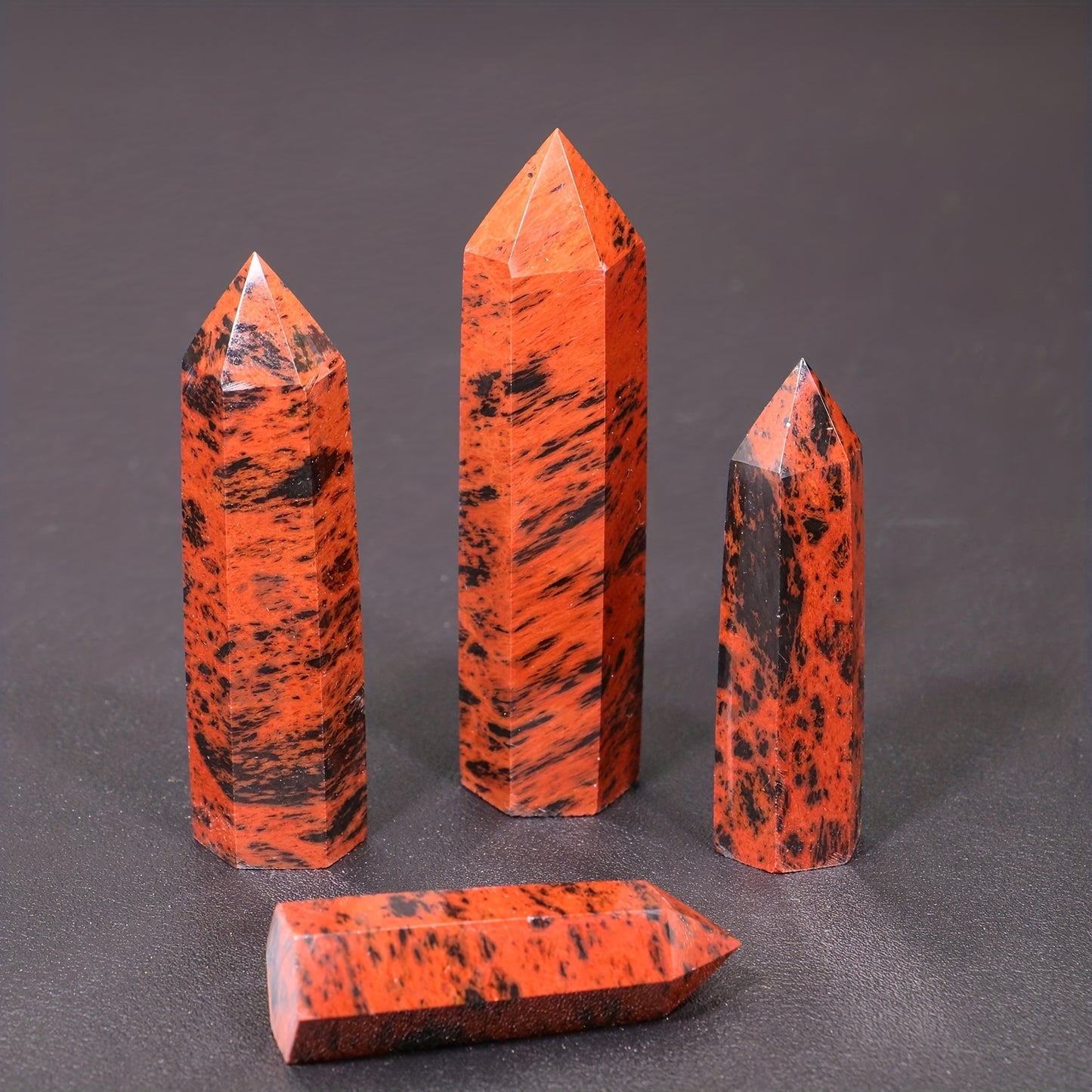 Natural Crystal Point Red Obsidian Hexagonal Crystal Tower