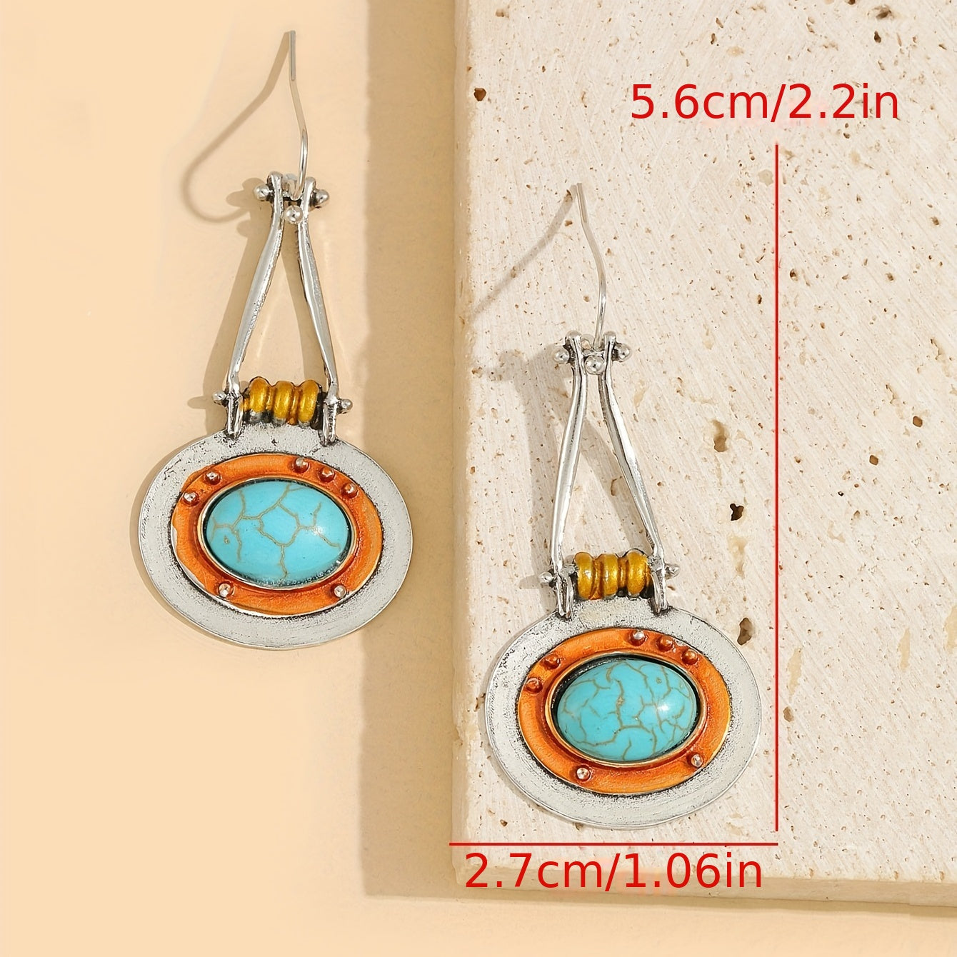 Oval Turquoise Dangle Earrings - Cosmic Serenity Shop