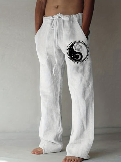 Men's Yin Yang Casual Cotton Pants - Cosmic Serenity Shop