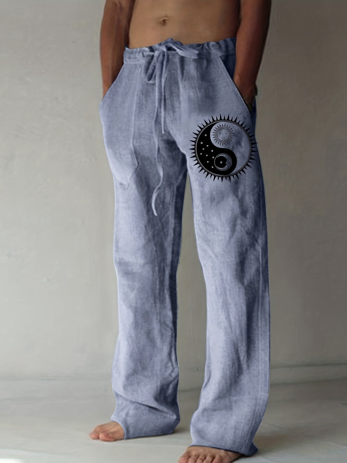 Men's Yin Yang Casual Cotton Pants - Cosmic Serenity Shop