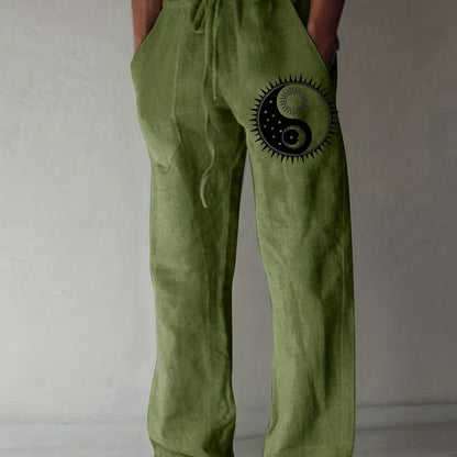 Men's Yin Yang Casual Cotton Pants - Cosmic Serenity Shop