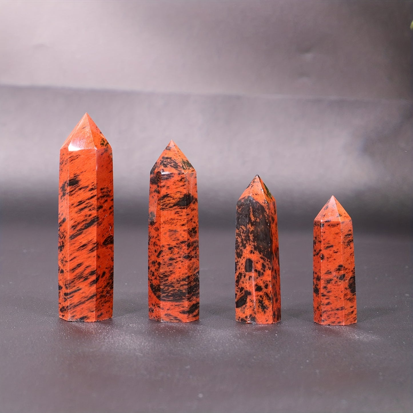 Natural Crystal Point Red Obsidian Hexagonal Crystal Tower