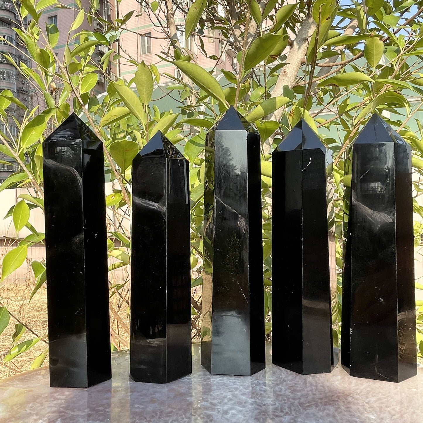 Black Obsidian Crystal Tower Pillar