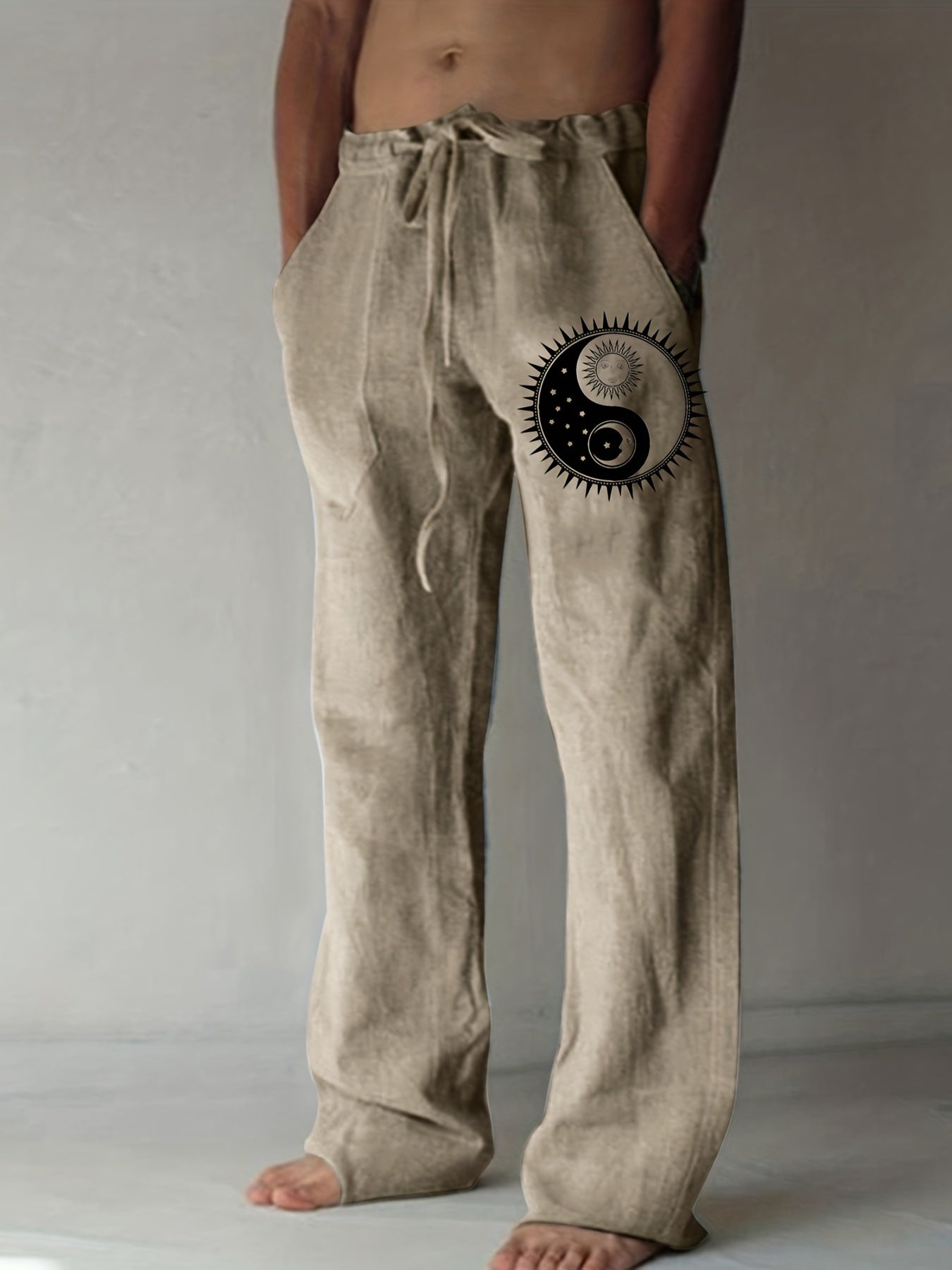 Men's Yin Yang Casual Cotton Pants - Cosmic Serenity Shop