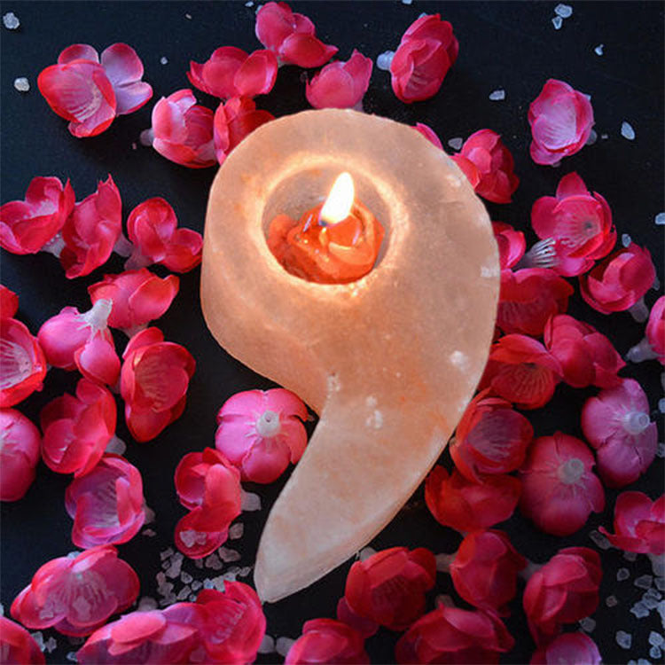 Himalayan Rose Salt Lamp Candle Holder, Cosmic Serenity Shop