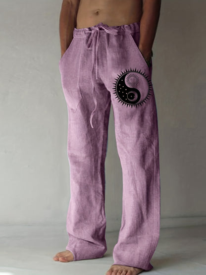 Men's Yin Yang Casual Cotton Pants - Cosmic Serenity Shop