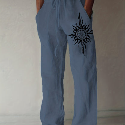 Men's Nautical Graphic Drawstring Cotton Pants - Cosmic Serenity Shop