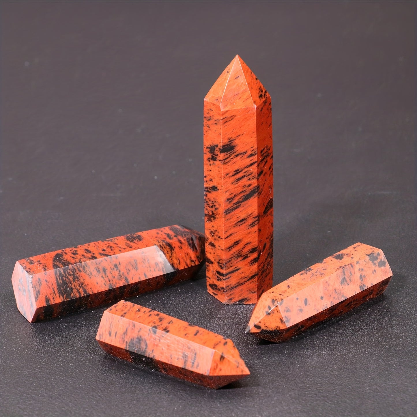 Natural Crystal Point Red Obsidian Hexagonal Crystal Tower