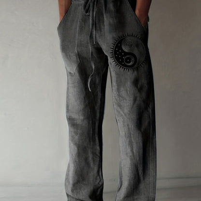 Men's Yin Yang Casual Cotton Pants - Cosmic Serenity Shop