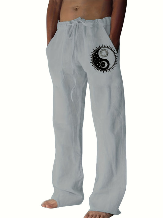 Men's Yin Yang Casual Cotton Pants - Cosmic Serenity Shop