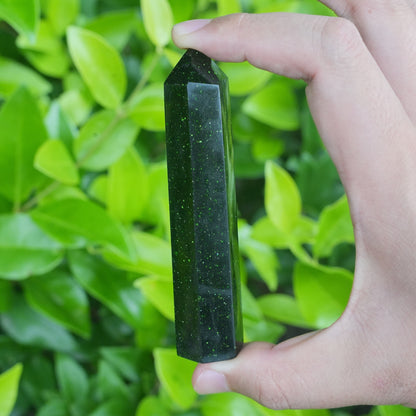 Green Goldstone Crystal Tower - Cosmic Serenity Shop