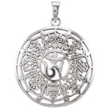 925 Sterling Silver Ashtamangala Signs Pendant - CosmicSerenityShop