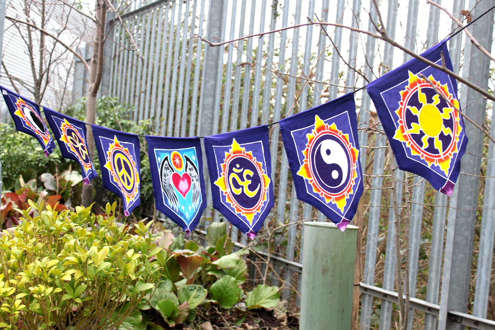 Batik 7 Flags Banner - Love in the Center - Cosmic Serenity Shop