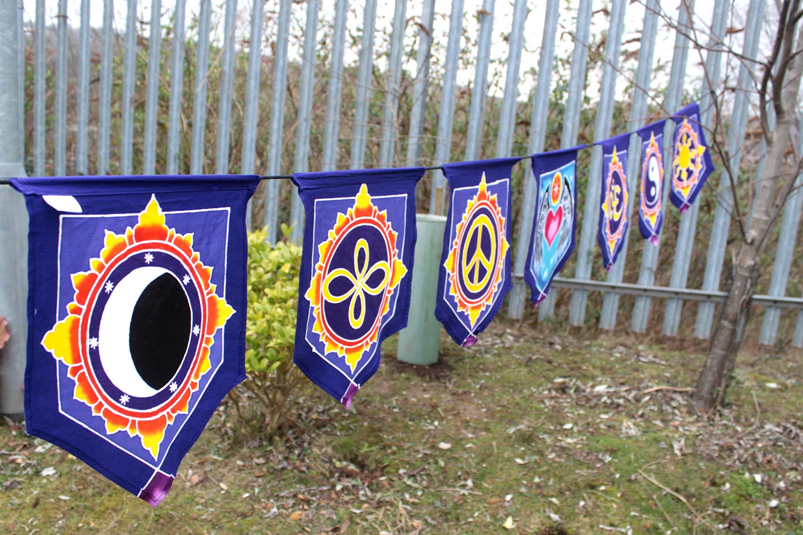 Batik 7 Flags Banner - Love in the Center - Cosmic Serenity Shop