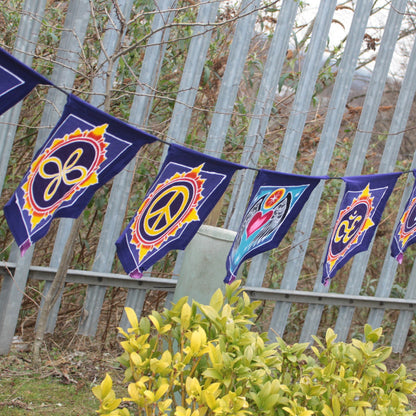 Batik 7 Flags Banner - Love in the Center - Cosmic Serenity Shop