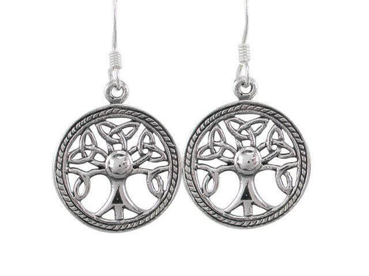 925 Silver Tree of Life with Triquetra Symbols Earrings - Cosmic Serenity Shop