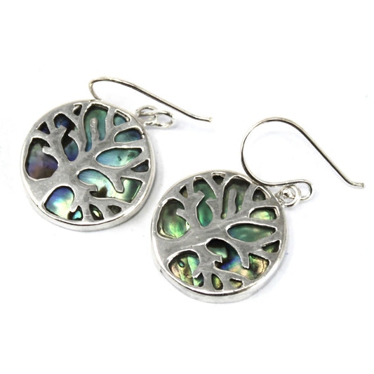 Tree of Life Silver Earrings with Abalone - Cosmic Serenity Shop