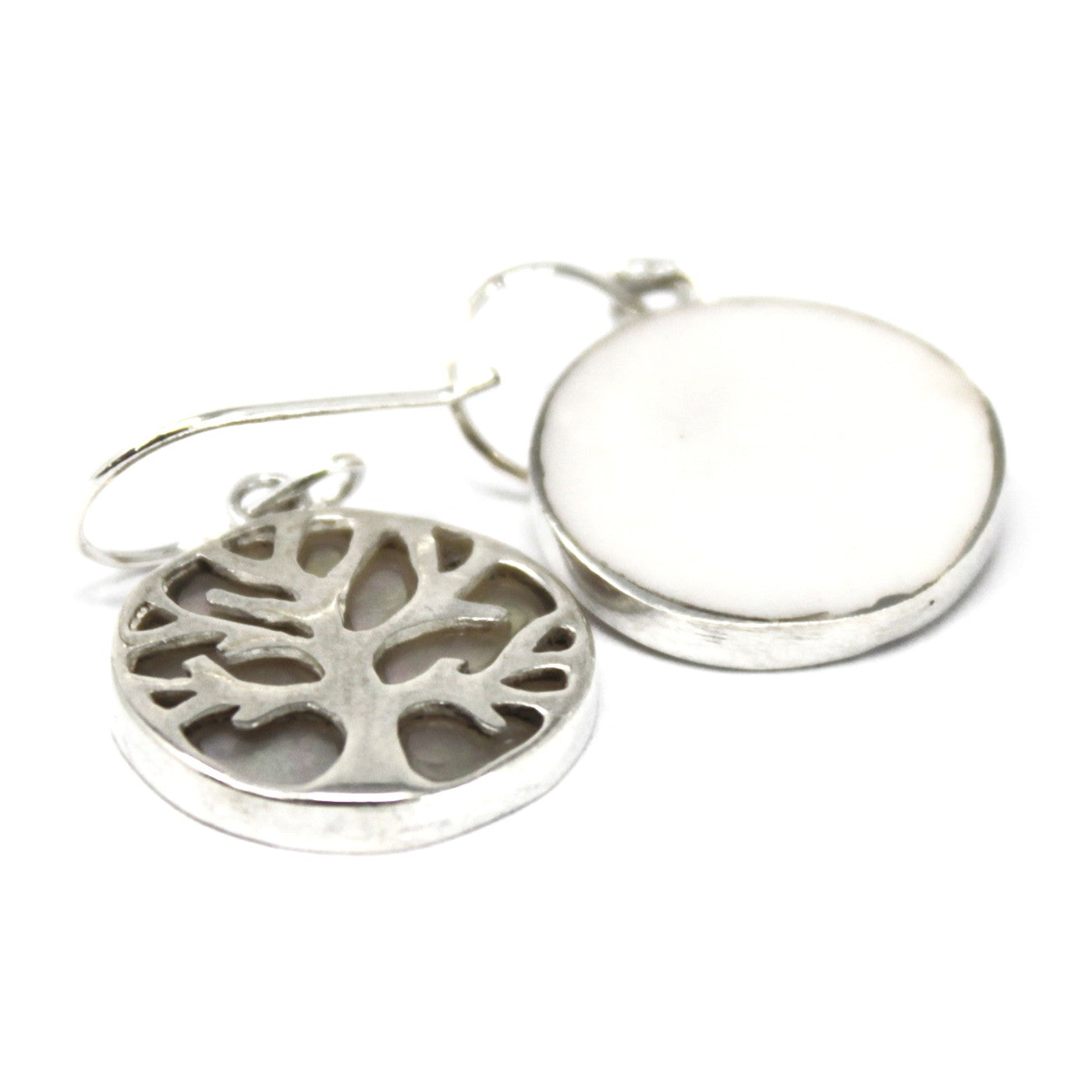 Tree of Life Silver Earrings with Mother of Pearl - Cosmic Serenity Shop