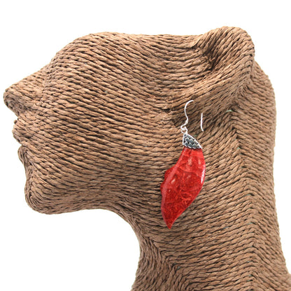 925 Silver & Resin Earrings - Leaf Drop