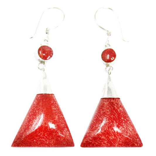 925 Silver & Resin Earrings - Triangle Double Drop