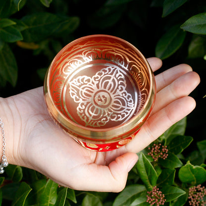 Mini Brass Singing Bowl Gift Set - Red