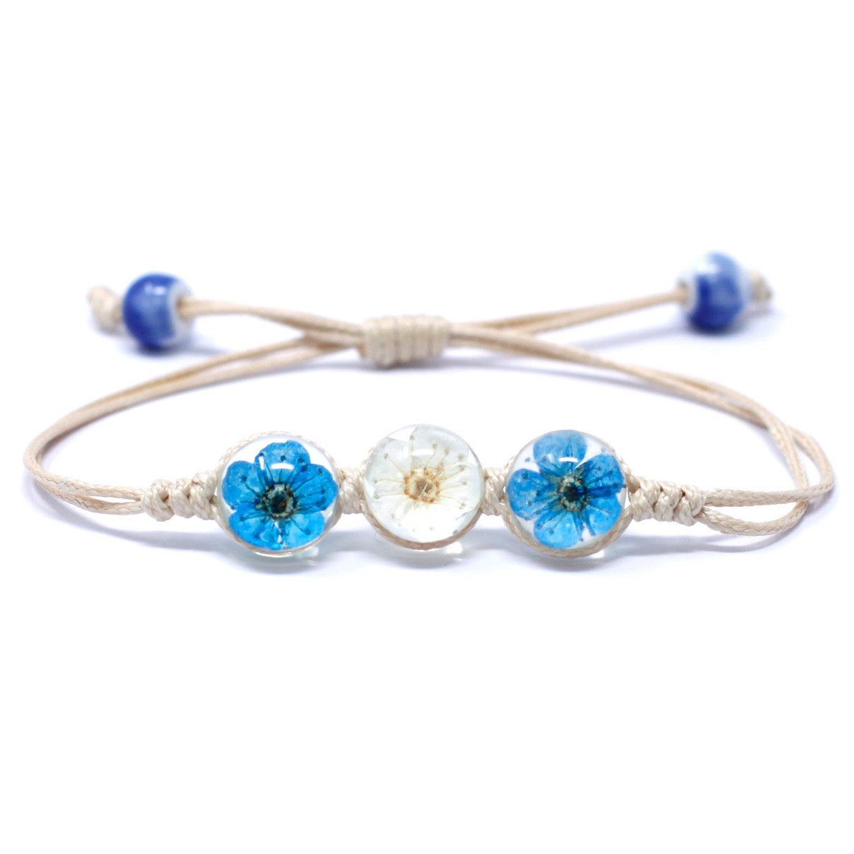 Pressed Flowers Jewelry - Tri-Flower Bracelet