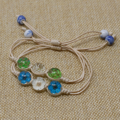 Pressed Flowers Jewelry - Tri-Flower Bracelet
