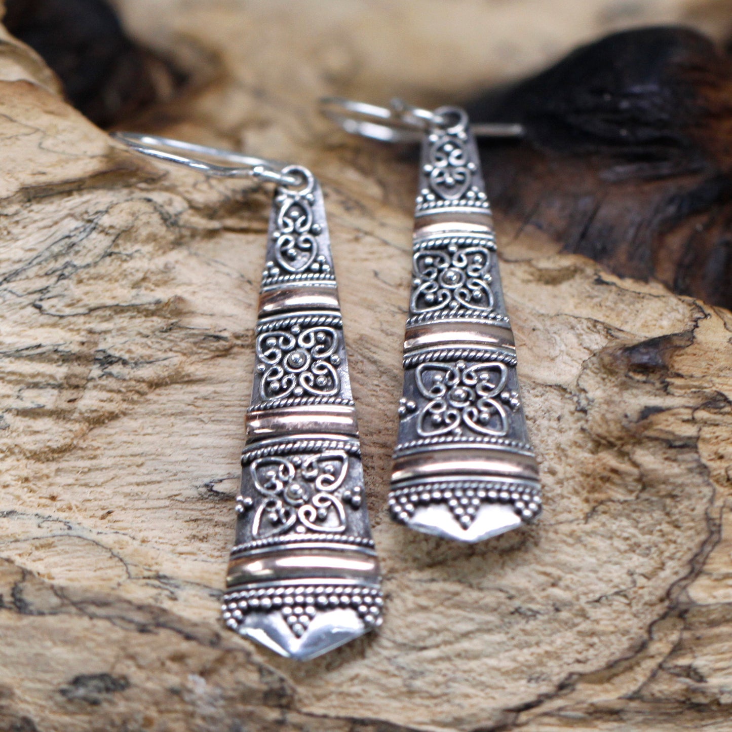 Silver & Gold Earrings- Tribal Drops - Cosmic Serenity Shop