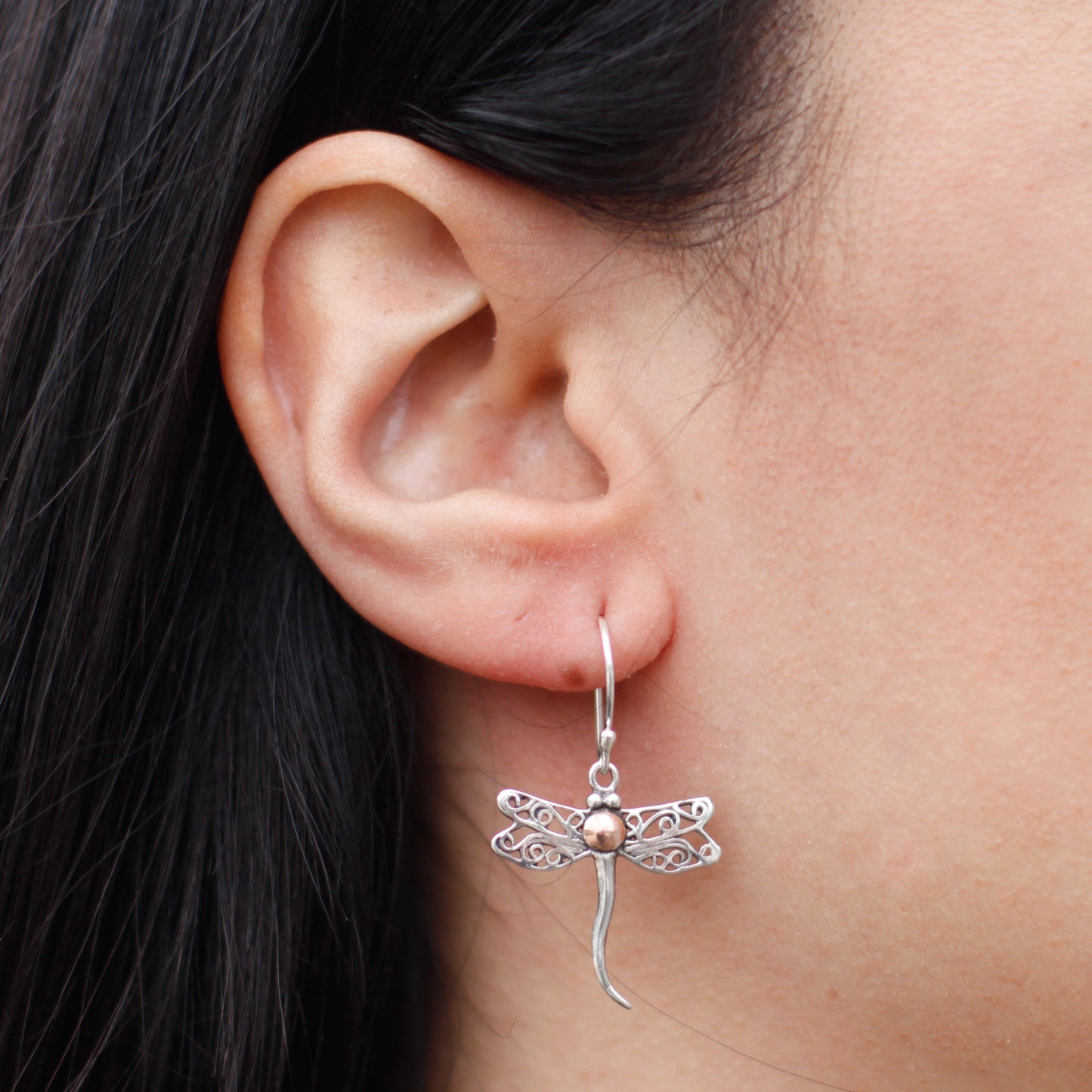 Silver & Gold Earrings - Dragonflies - Cosmic Serenity Shop
