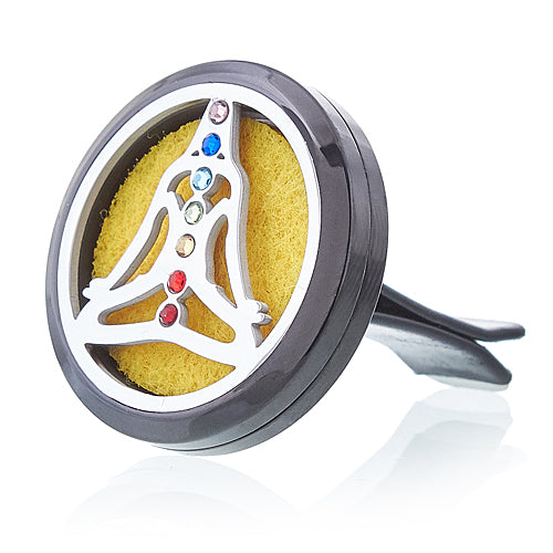 Car Diffuser Kit - Pewter Yoga Chakra - Cosmic Serenity Shop