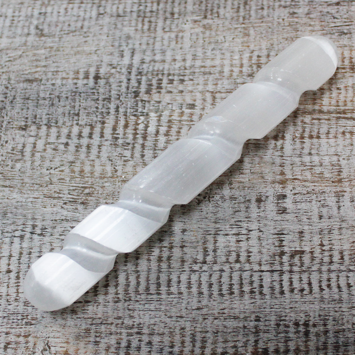 Selenite Spiral Wand - 16 cm - Round Both Ends