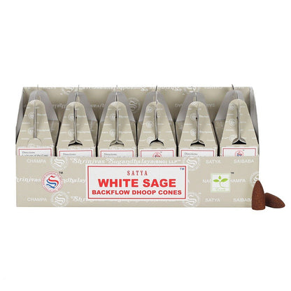 Satya Backflow Dhoop Cones - White Sage (24pcs)