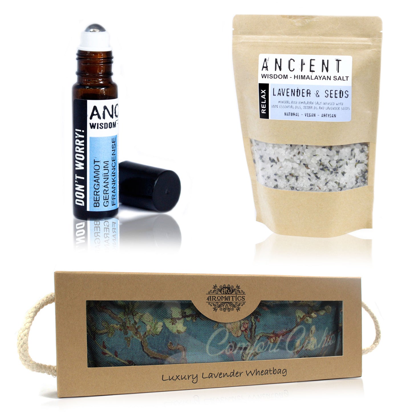 Bath Salts, Roll-on Blend and Wheat Bag Bath Set, Cosmic Serenity Shop