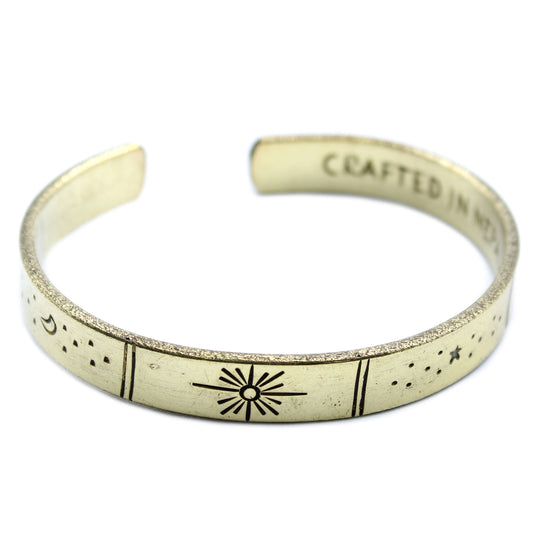 Brass Inspiration Unisex Bracelet - Sunrise, Galaxy, Stars, Earth - Cosmic Serenity Shop