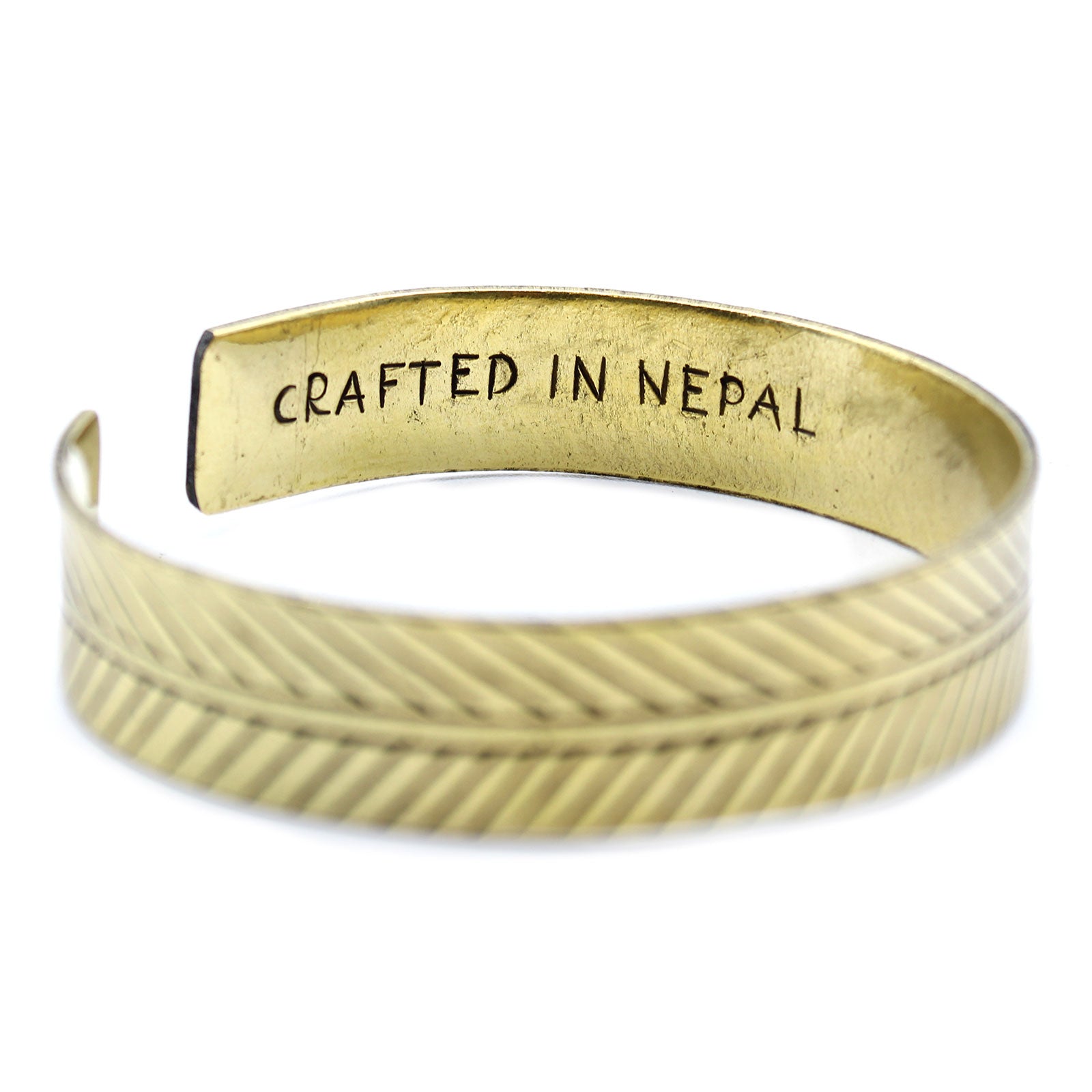 Brass Tibetan Bracelet - Wide Tribal Leaf - Cosmic Serenity Shop