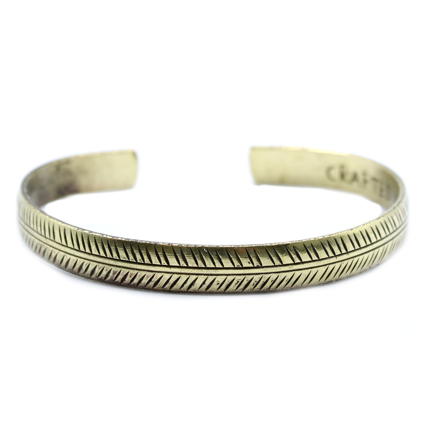 Brass Tibetan Bracelet - Slim Tribal Leaf - Cosmic Serenity Shop