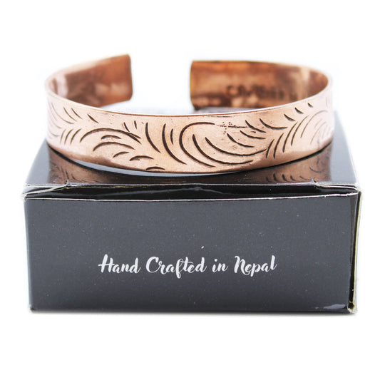 Copper Tibetan Unisex Bracelet - Wide Tribal Swirls