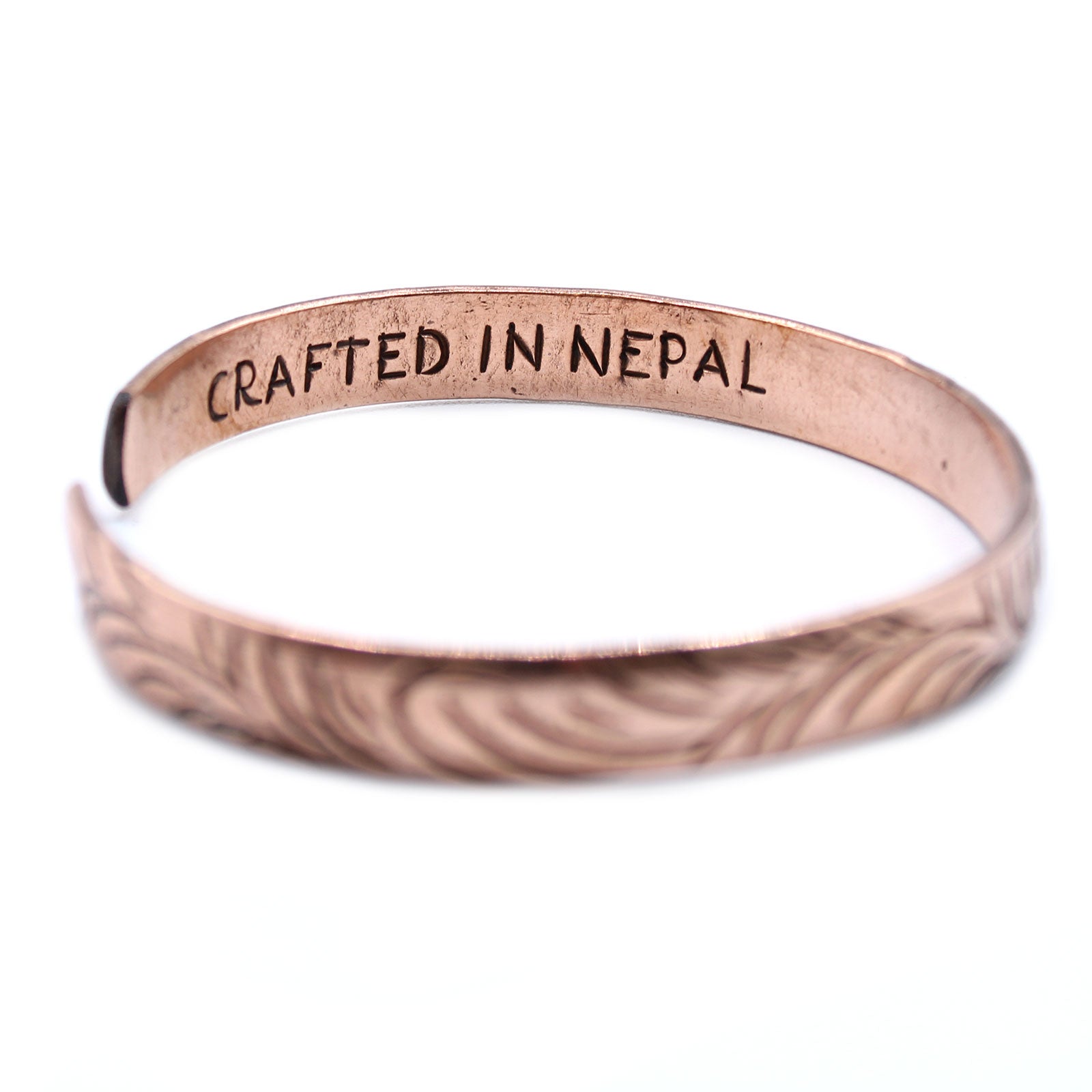 Copper Tibetan Unisex Bracelet - Slim Tribal Swirls