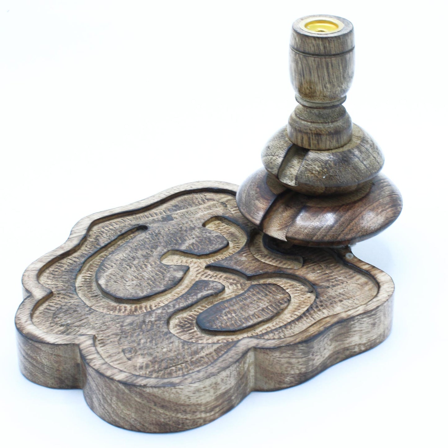 Mango Wood Backflow Incense Burner - Ohm - Cosmic Serenity Shop