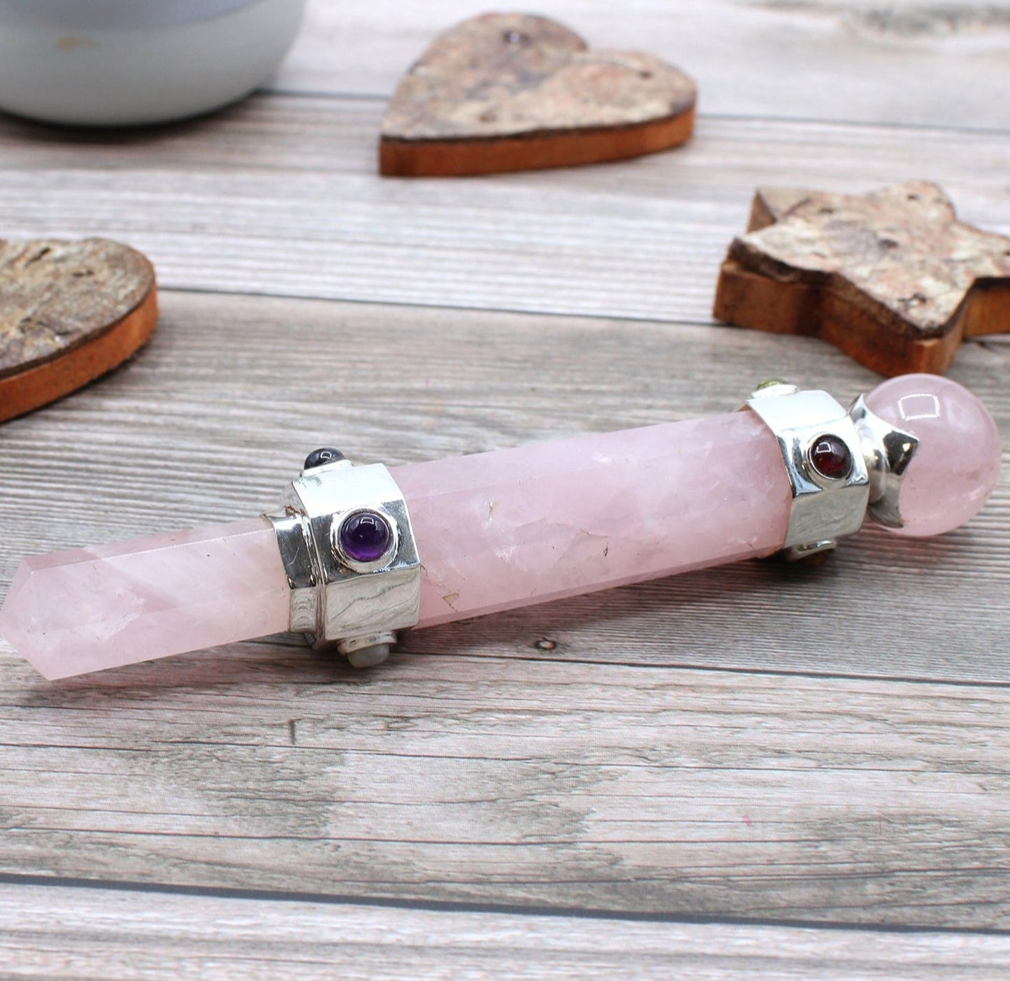 Hexagonal Rose Quartz Crystal Wand - Cosmic Serenity Shop