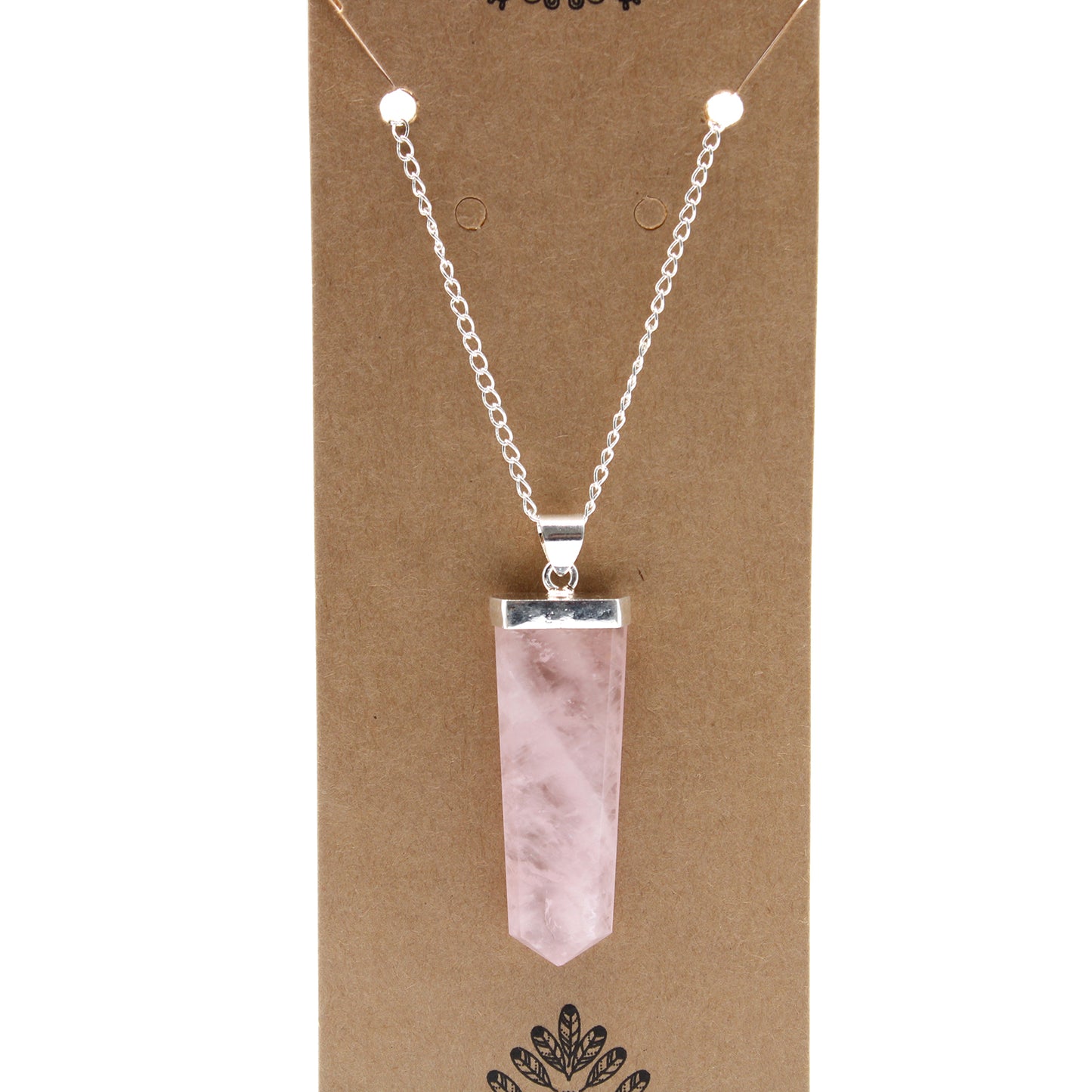 Indian Gemstone Flat Pencil Pendant - Rose Quartz