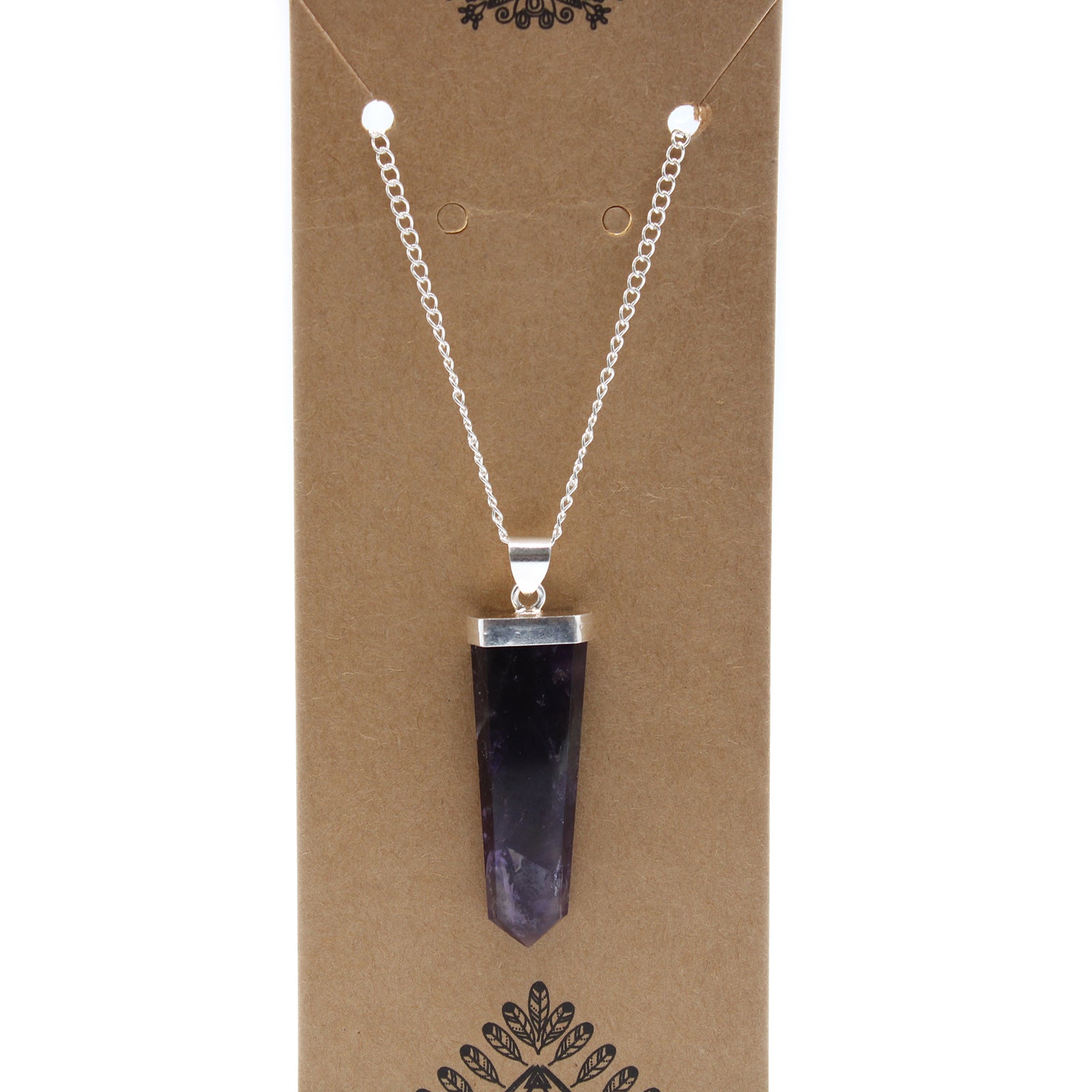 Indian Gemstone Flat Pencil Pendant - Amethyst