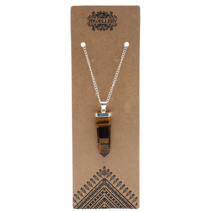 Indian Gemstone Flat Pencil Pendant - Tiger Eye