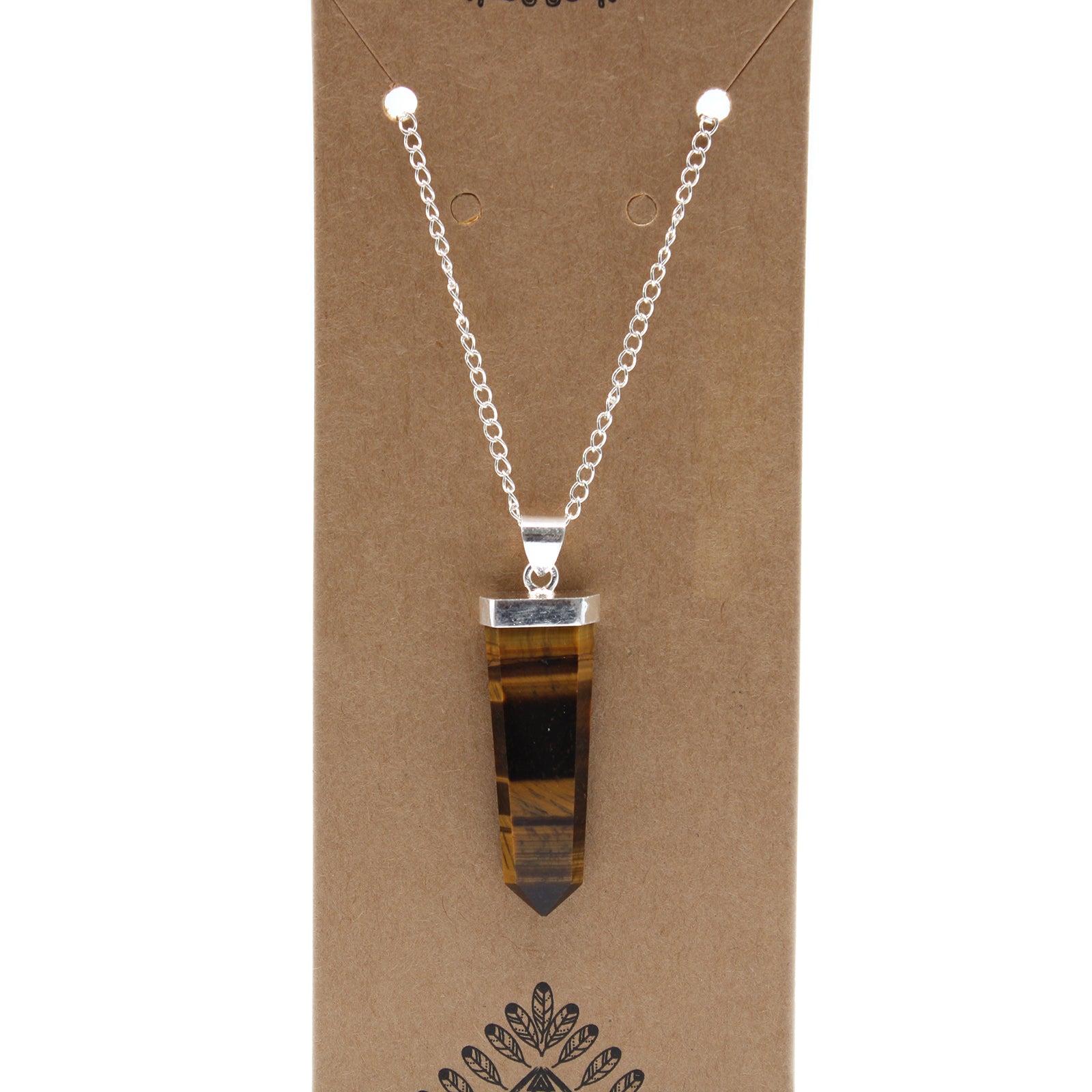 Indian Gemstone Flat Pencil Pendant - Tiger Eye