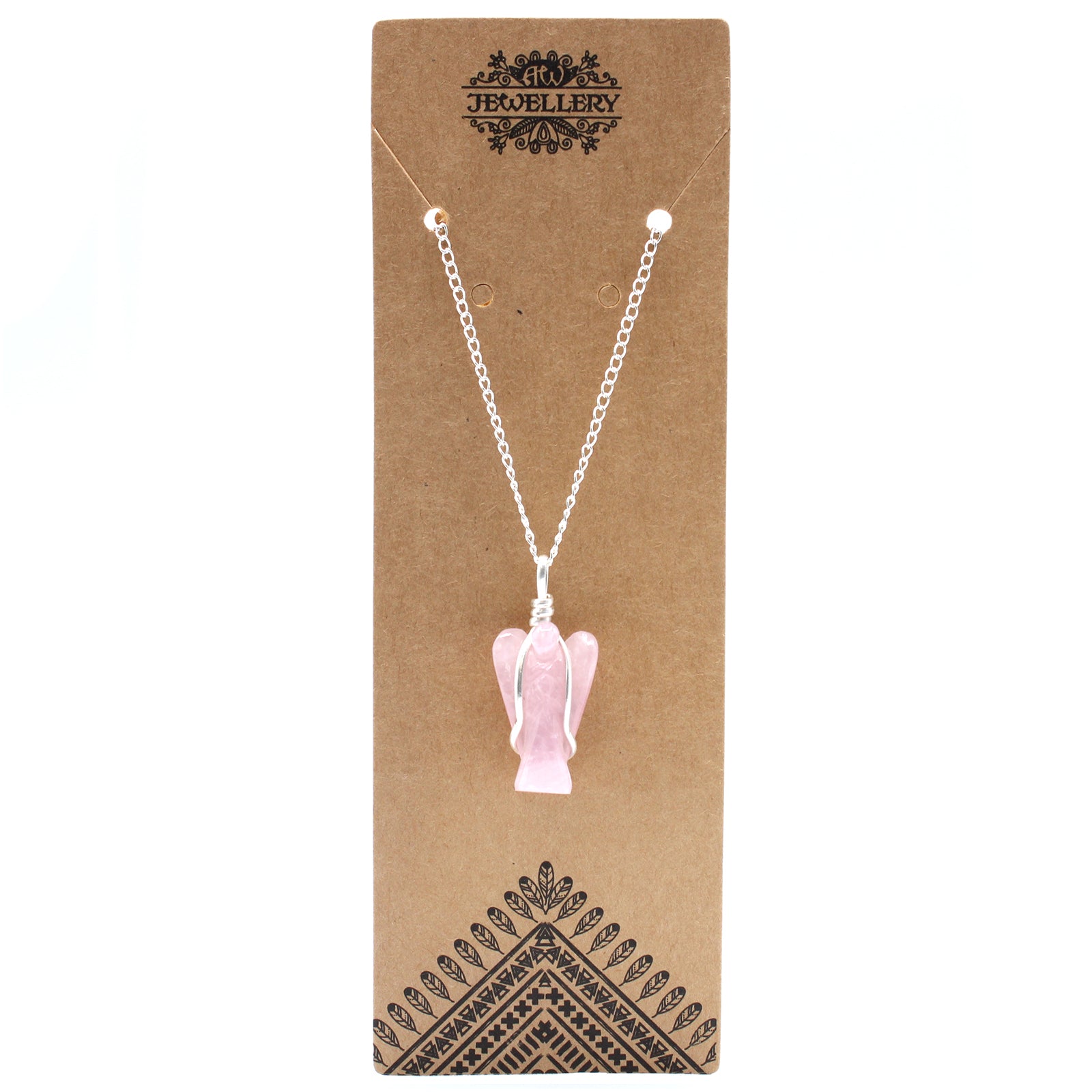 Indian Gemstone Guardian Angel Pendant - Rose Quartz