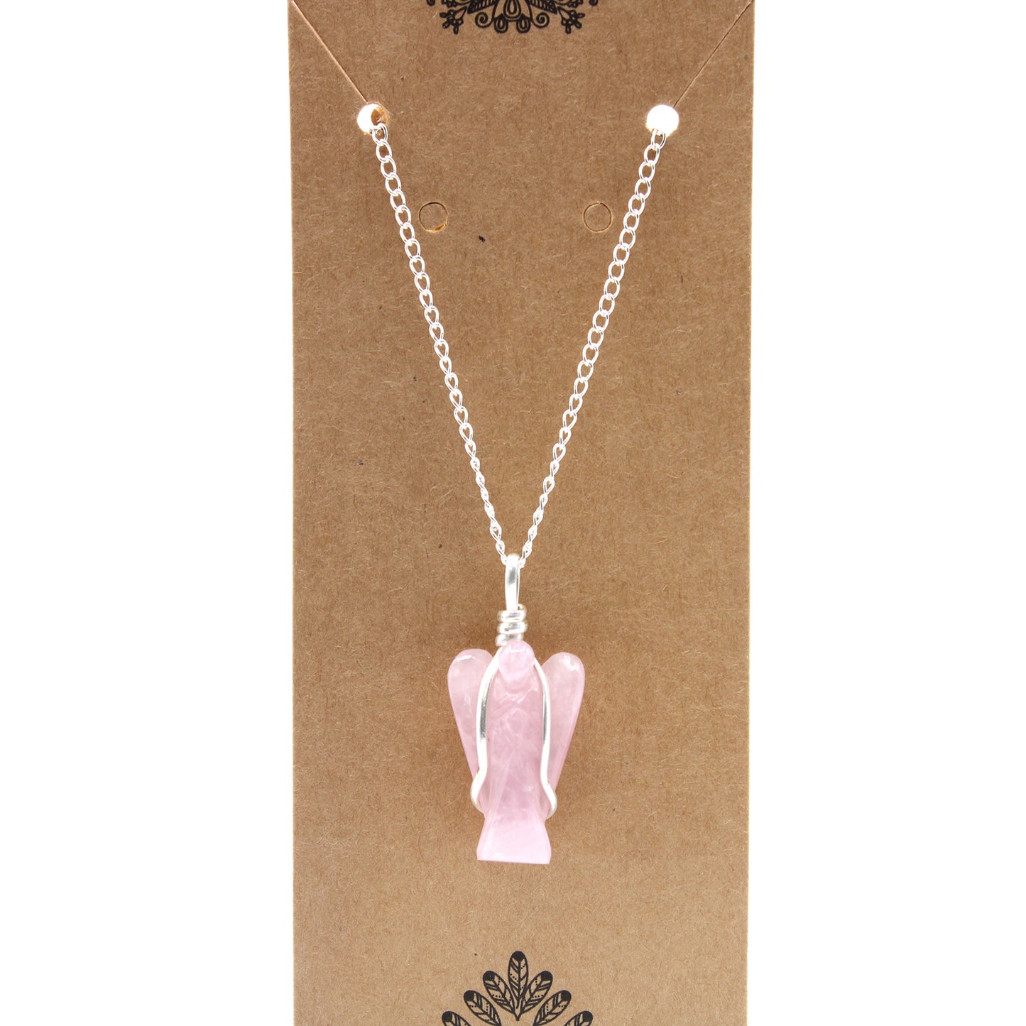 Indian Gemstone Guardian Angel Pendant - Rose Quartz