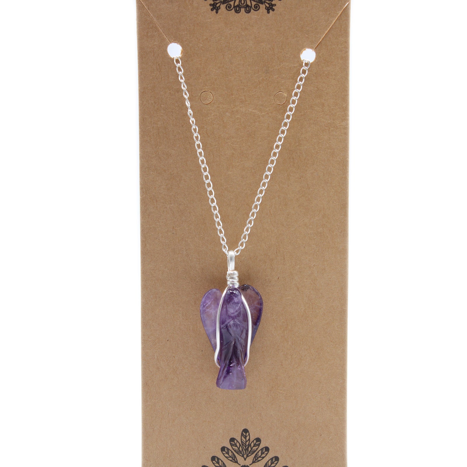 Indian Gemstone Guardian Angel Pendant - Amethyst